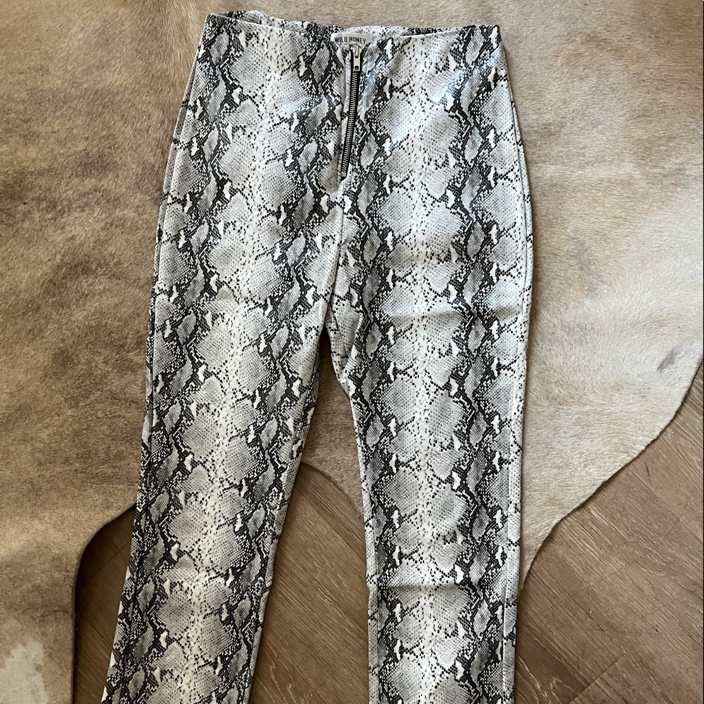 Wild honey faux snake print leather pants size M